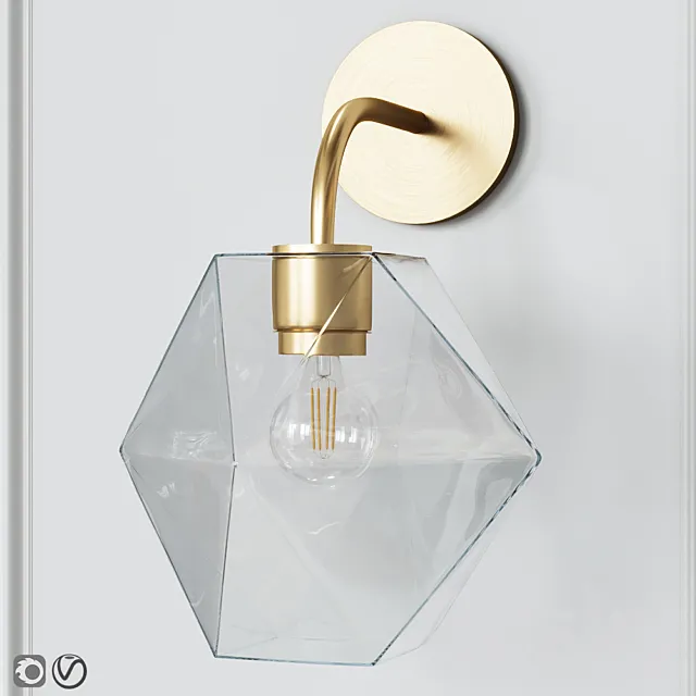 West Elm Sculptural Glass Faceted Sconce Clear 3DS Max Model