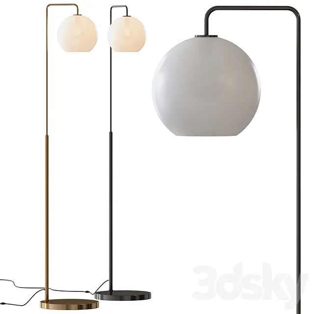 West Elm Sculptural Glass Globe Floor Lamp 3DS Max Model