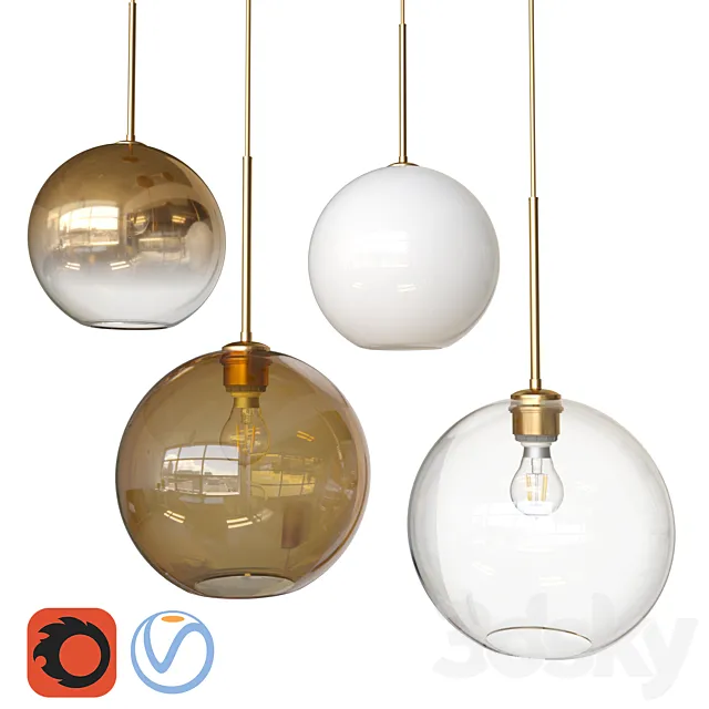 West Elm Sculptural Glass Globe Pendant – Medium 3DS Max Model