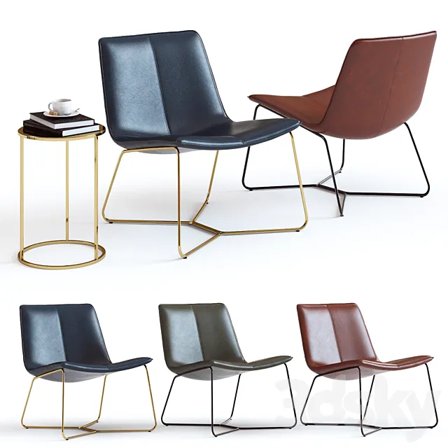 West Elm Slope Leather Lounge Chair 3DS Max Model