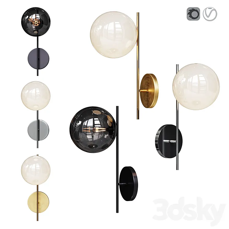 West Elm Sphere and Stem 1-Light Sconce 3DS Max