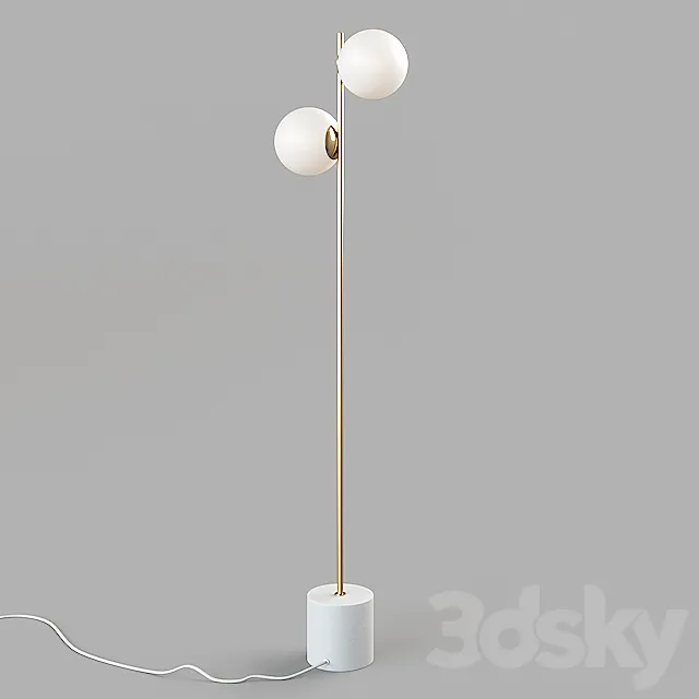 West Elm Sphere + Stem Floor Lamp – Brass 3DS Max Model