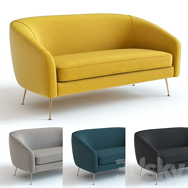 West elm stella loveseat 3DS Max Model