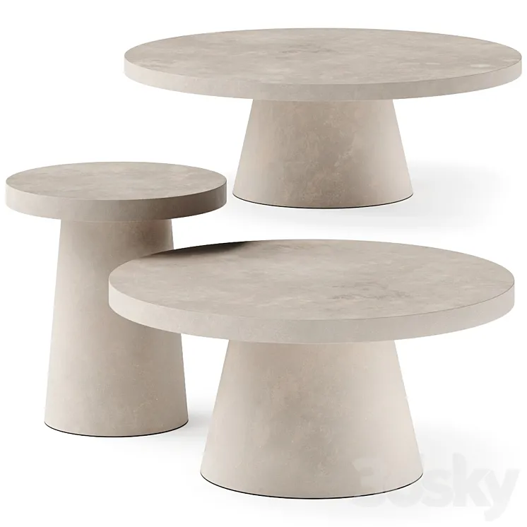 west elm Two-Tone Concrete Round Side Coffee Tables 3DS Max Model