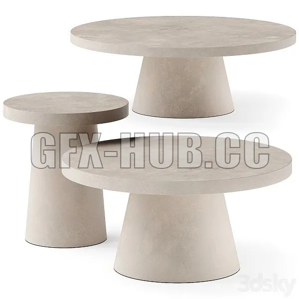 West Elm Two Tone Concrete Round Side Coffee Tables 3dsMax Model