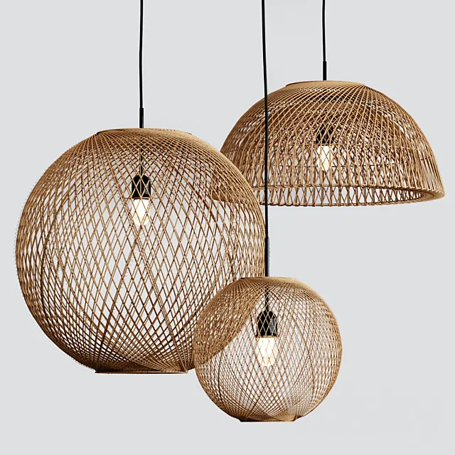 West Elm Wicker Pendant 3DS Max Model