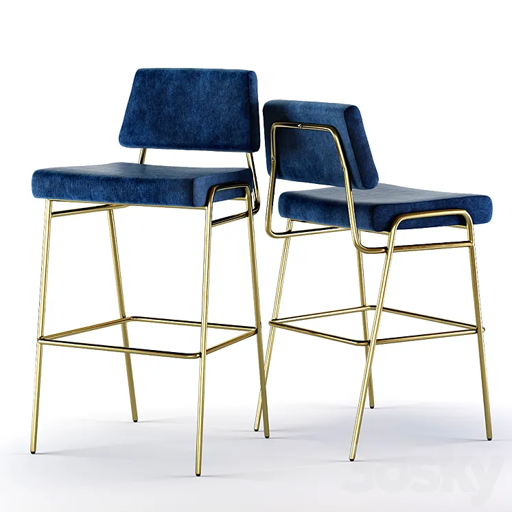 West Elm Wire Frame Bar and Counter Stools 3DS Max Model