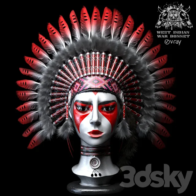 West Indian war bonnet 3ds Max