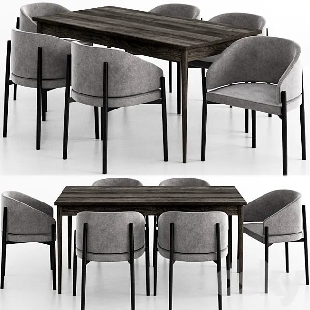 West_Elm _ & _ Porro_Dinning_Set 3ds Max