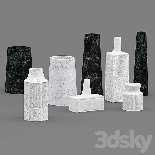 Westelm ceramic Linework Vases 3DSMax File