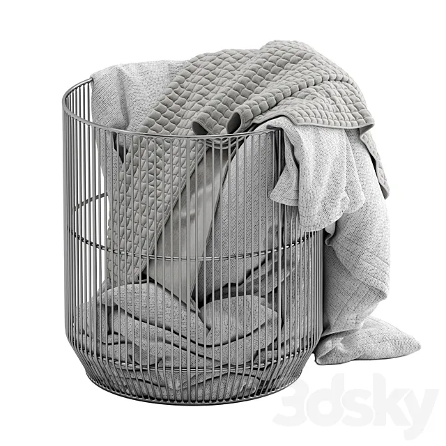 Westelm Metal basket with blanket 3DS Max Model