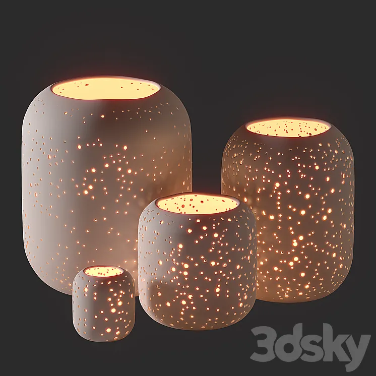 WestElm Pierced Constellation Ceramic Candleholders 3DS Max