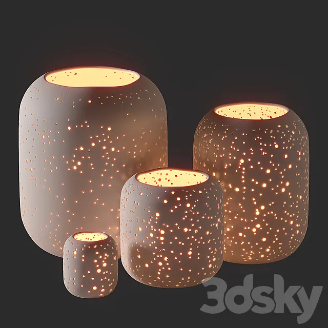 WestElm Pierced Constellation Ceramic Candleholders 3DSMax File