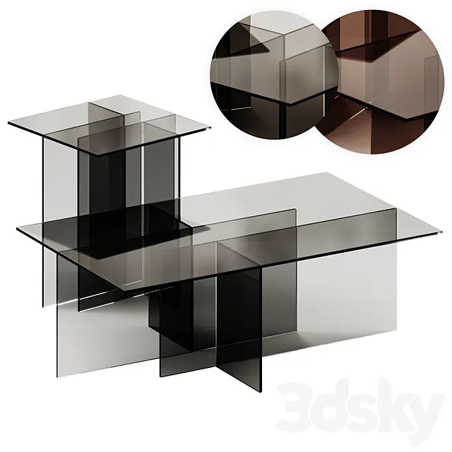 Westwing Collection Anouk Glass Side and Coffee Table 3ds Max