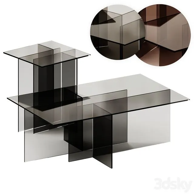 Westwing Collection Anouk Glass Side and Coffee Table 3dsMax Model
