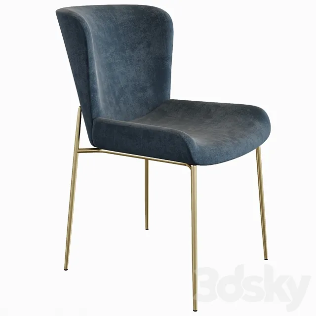 Westwing Collection Sedia imbottita in velluto grigioTess 3ds Max