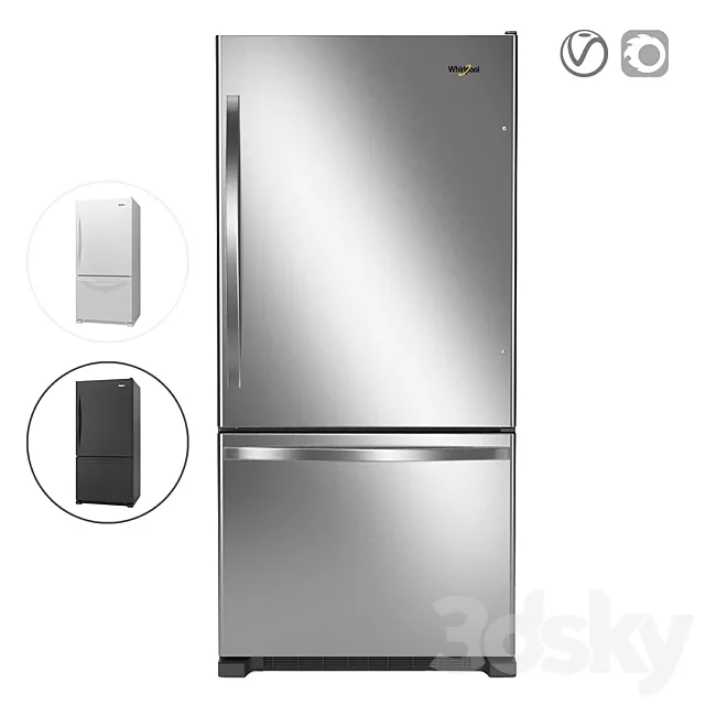 Whirlpool 33-inches wide Bottom-Freezer Refrigerator 3ds Max