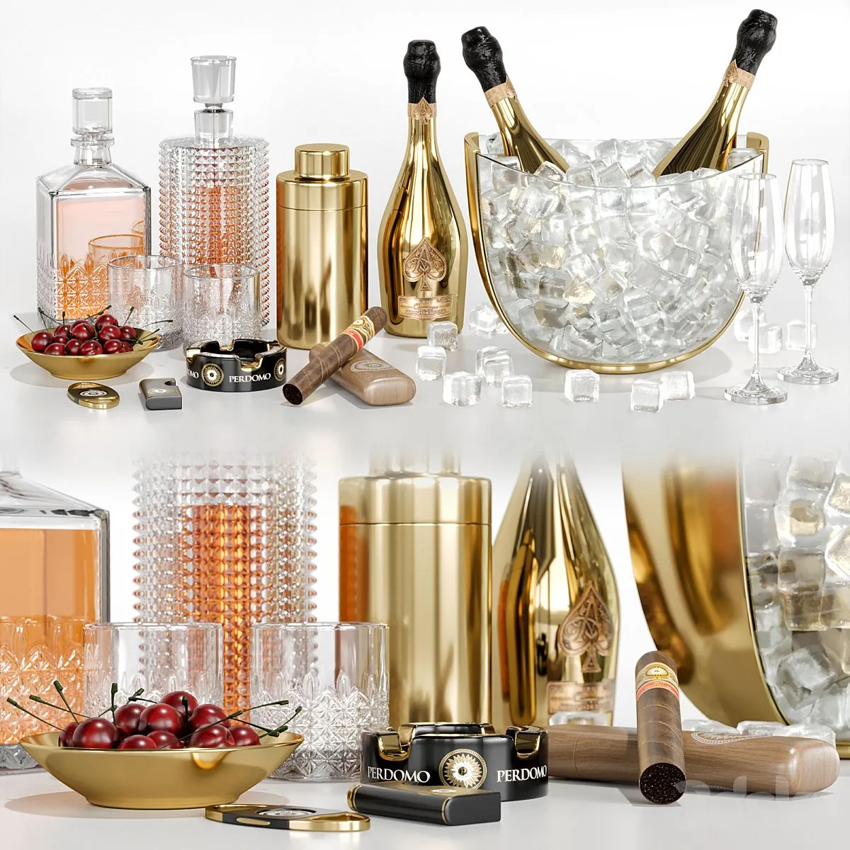 Whiskey and champagne cocktail 3dsMax Model