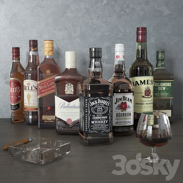 Whiskey Bottles 3ds Max