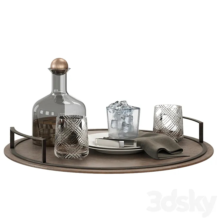 Whiskey Vintage Tray Set 3DS Max