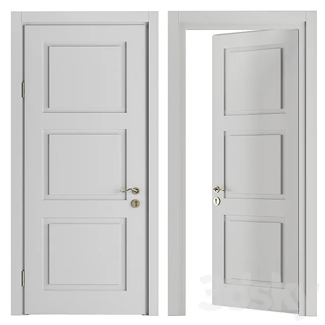 White and Gold Classic Door – Set 32 3ds Max