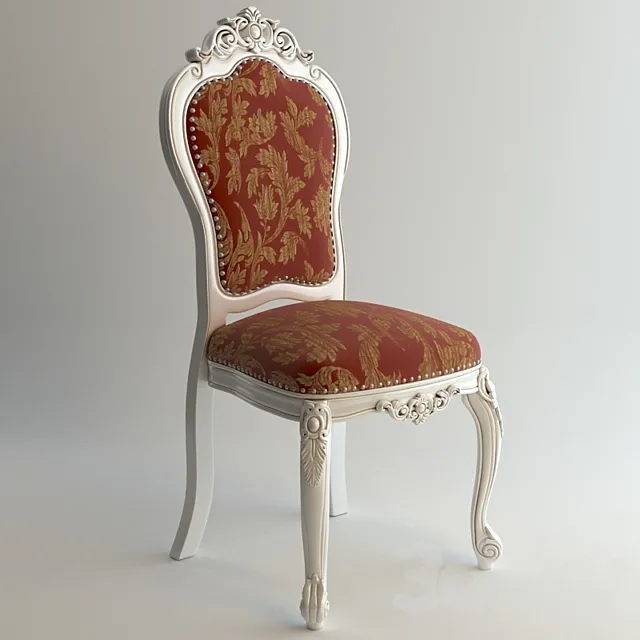 White baroque chair 3DS Max Model