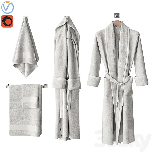 White bathrobe and towels 3DSMax File
