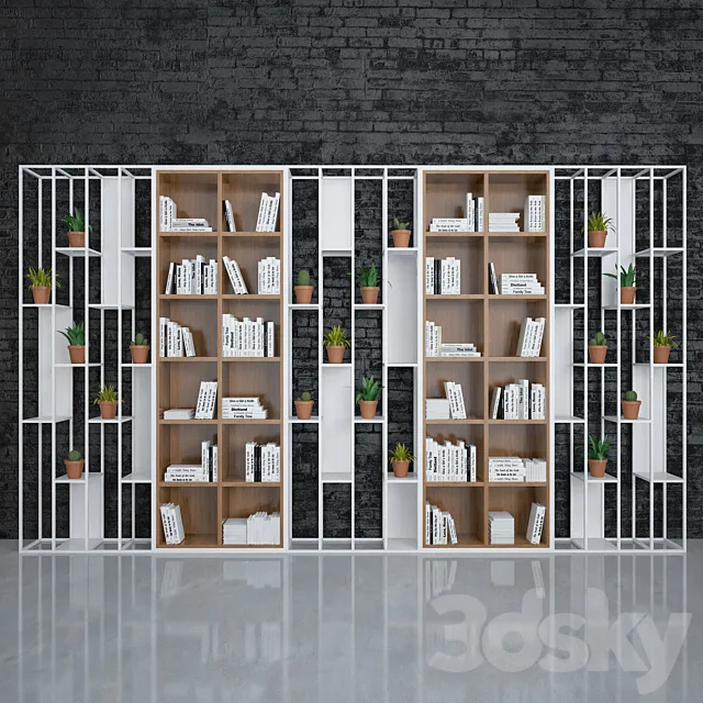 White Book Shelf 3ds Max