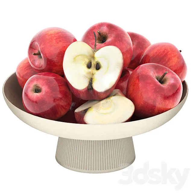 white bowl of apples 3dsMax Model