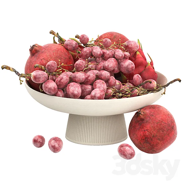 white bowl of fruits 3ds Max