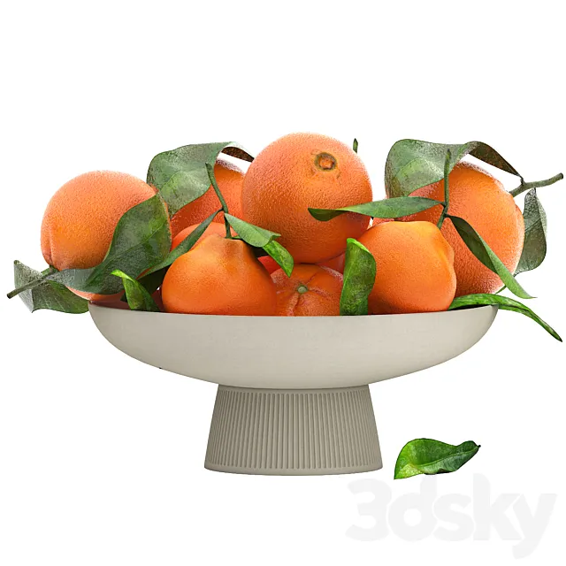 white bowl of oranges 3ds Max