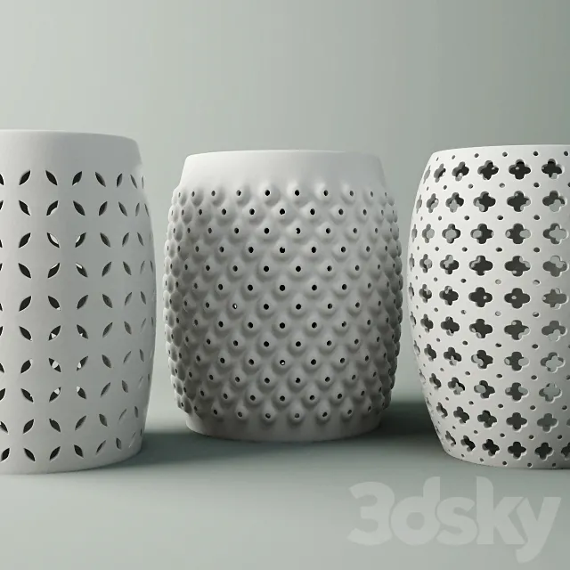 White Ceramic Stools 3DS Max Model