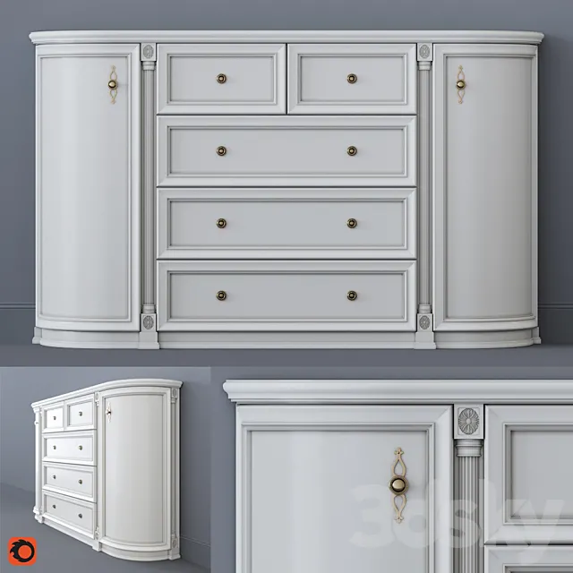 White chest of drawers 3DS Max Model