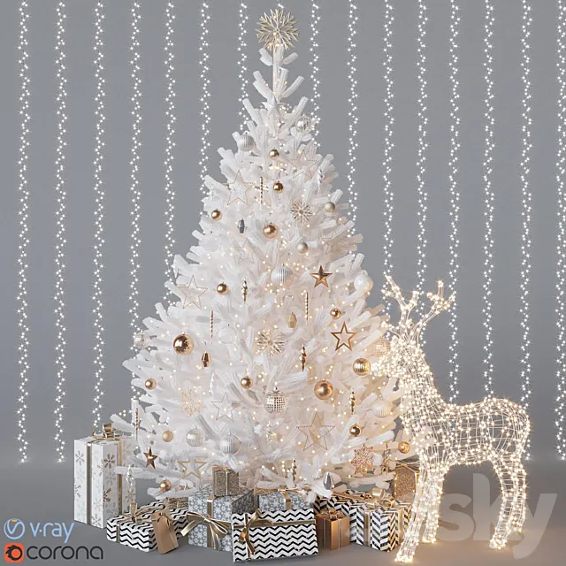 White christmas tree 3DSMax File