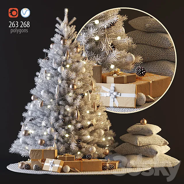 White Christmas tree 3DSMax File