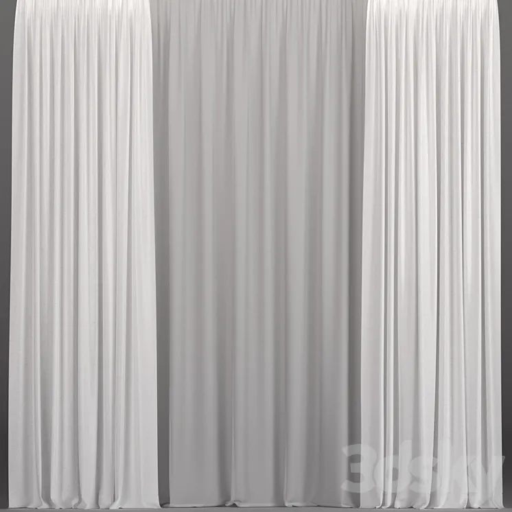 White curtains from tulle. 3DS Max