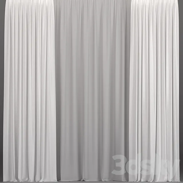 White curtains from tulle. 3DSMax File