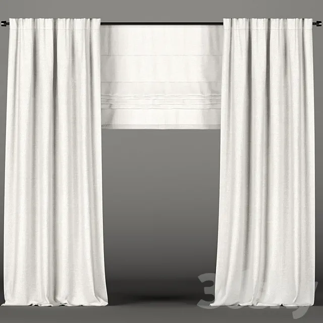 White curtains + Roman blinds. 3DSMax File