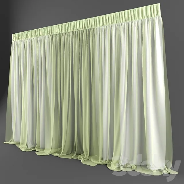 White curtains with citric veil 3DSMax File