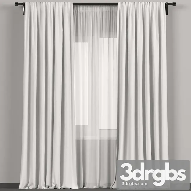 White curtains with tulle. 3dsmax Download