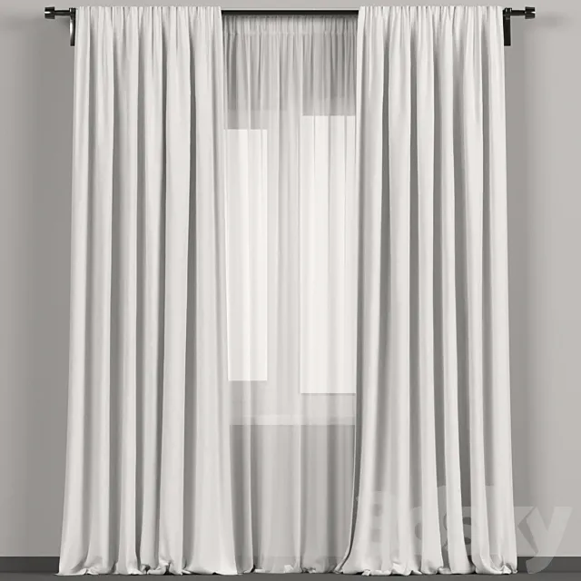 White curtains with tulle. 3ds Max