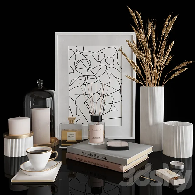 White decorative set 3ds Max