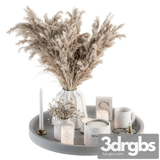 White Decorative Set With Pampas Set 74 3dsmax Download