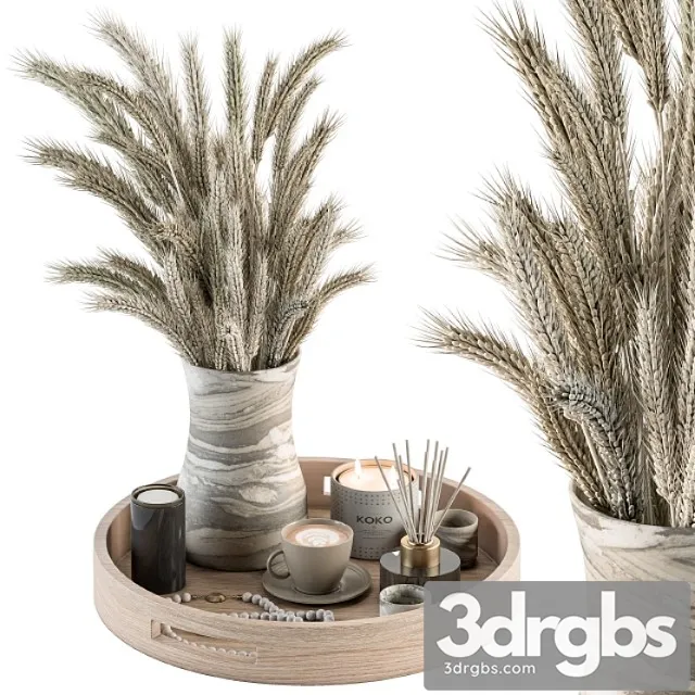White decorative set with wheat – set 75
