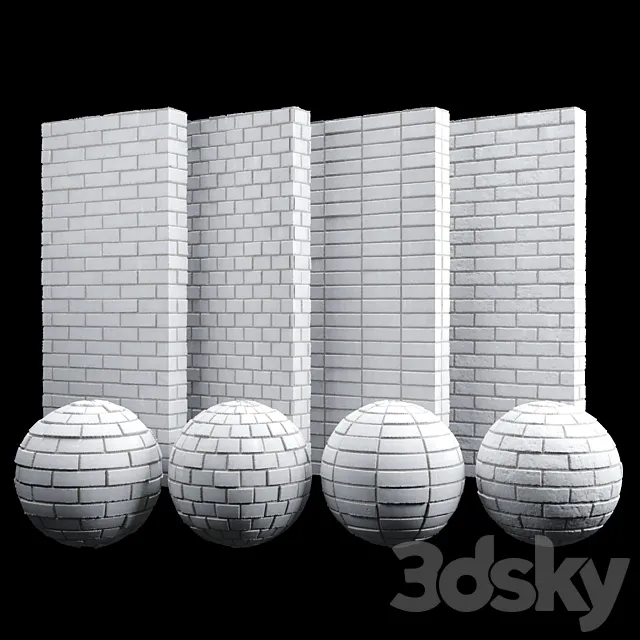 White fine brick tiles 3ds Max