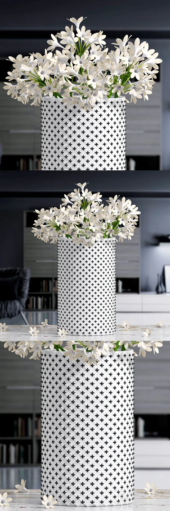 White Flower Vase 3DS Max