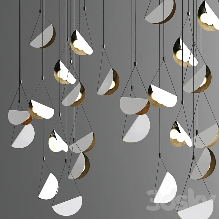 White glider pendant light chandelier 3DS Max