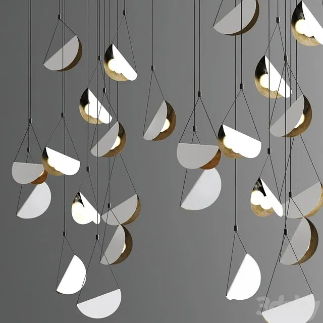 White glider pendant light chandelier 3dsMax Model
