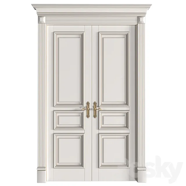 White interior doors in classic style. Entrance Classic interior doors 3ds Max