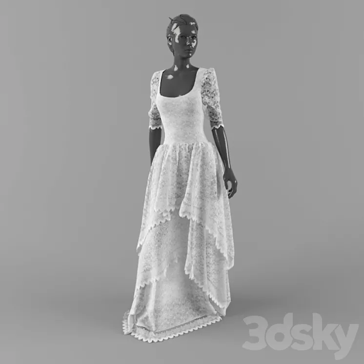 White lace dress 3DS Max